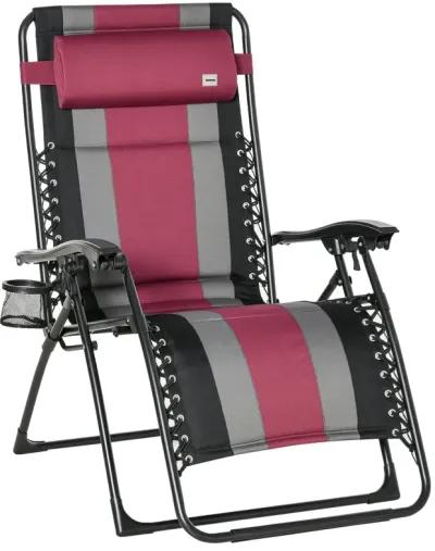 Red Outdoor Relaxer: Zero-Gravity Folding Recliner with Cupholder