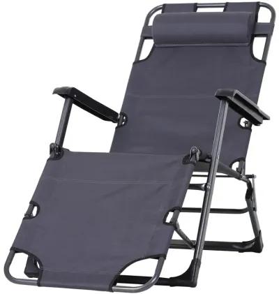 Patio Lounging Luxury: Folding Metal Sun Chair with Adjustable Footrest