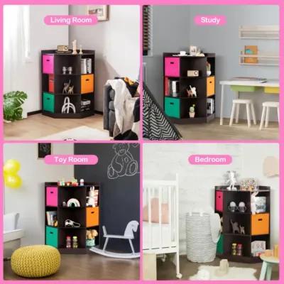 Hivvago 3-Tier Kids Storage Shelf Corner Cabinet with 3 Baskets