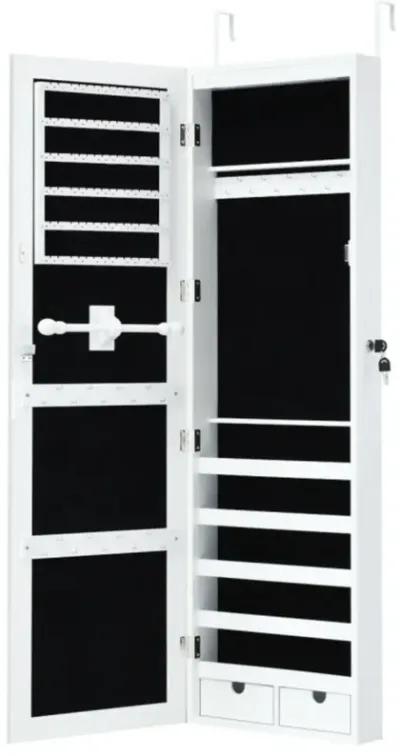 Hivvago Door Mounted Lockable Mirrored Jewelry Cabinet with LED Lights