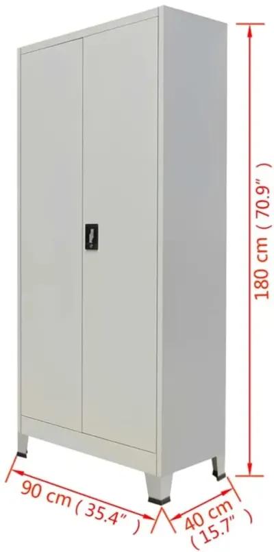 vidaXL Office Cabinet with 2 Doors Steel 35.4"x15.7"x70.9" Gray