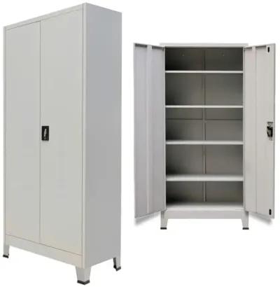 vidaXL Office Cabinet with 2 Doors Steel 35.4"x15.7"x70.9" Gray