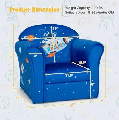 Toddler Upholstered Armchair with Solid Wooden Frame and High-density Sponge Filling