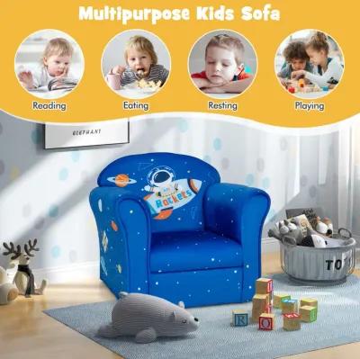 Toddler Upholstered Armchair with Solid Wooden Frame and High-density Sponge Filling