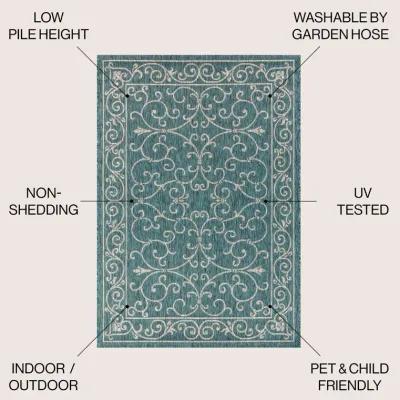 Charleston Vintage Filigree Textured Weave Indoor/Outdoor Area Rug