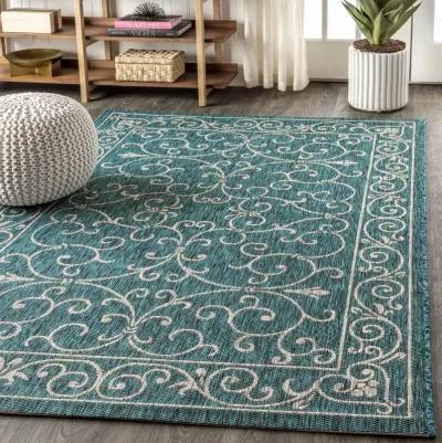 Charleston Vintage Filigree Textured Weave Indoor/Outdoor Area Rug