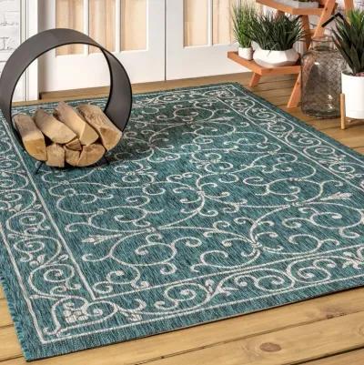 Charleston Vintage Filigree Textured Weave Indoor/Outdoor Area Rug