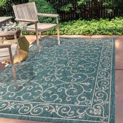 Charleston Vintage Filigree Textured Weave Indoor/Outdoor Area Rug