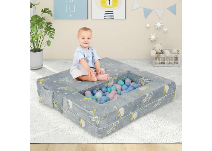 Hivvago Kids Play Sofa with Ottoman and Removable & Machine Washable Cover-Gray