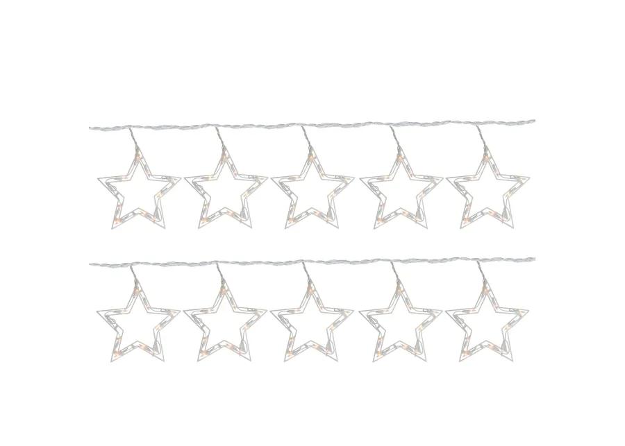 100 Count Clear Twinkling Star Icicle Christmas Lights  13.5 ft White Wire