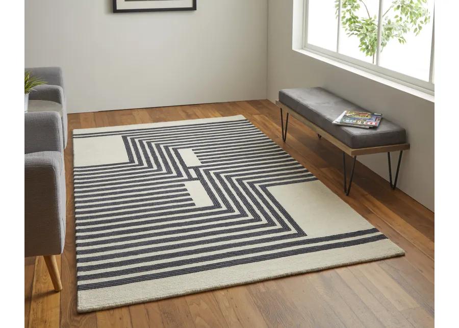 Maguire 8900F Gray/Ivory/Black 5' x 8' Rug