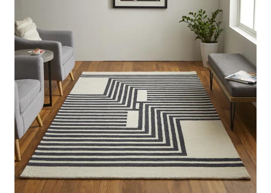 Maguire 8900F Gray/Ivory/Black 5' x 8' Rug