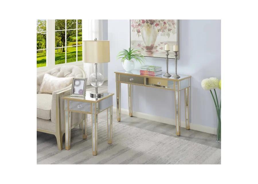 Convenience Concepts Gold Coast Mirrored End Table with Drawer, Champagne / Mirror