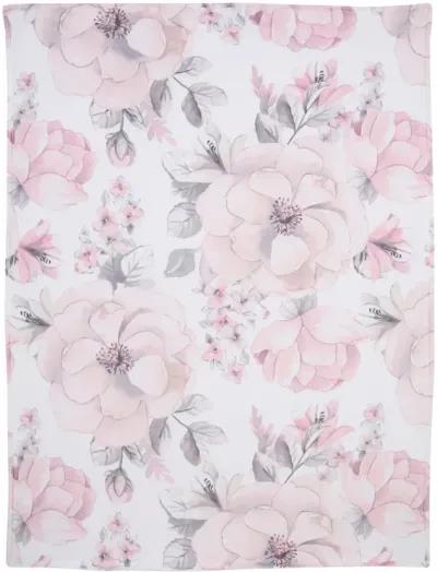 Lambs & Ivy Botanical Baby Watercolor Floral Pink Fleece Baby Blanket