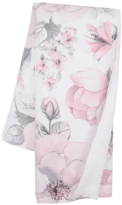 Lambs & Ivy Botanical Baby Watercolor Floral Pink Fleece Baby Blanket