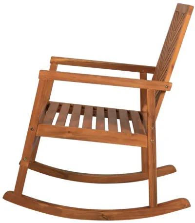 Ned Modern Chevron Back Acacia Wood Patio Outdoor Rocking Chair