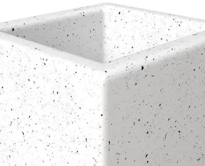 LeisureMod Terra Series Poly Stone Planter in Dotted White 13 x 13 27.6 High