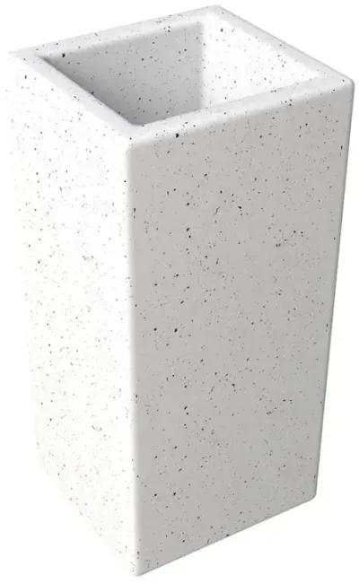 LeisureMod Terra Series Poly Stone Planter in Dotted White 13 x 13 27.6 High