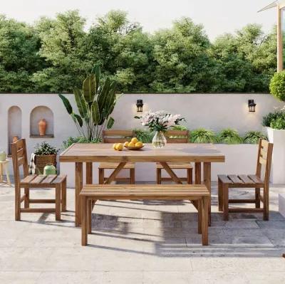 Merax Vintage Acacia Wood Outdoor Table and Chair Set