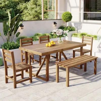 Merax Vintage Acacia Wood Outdoor Table and Chair Set