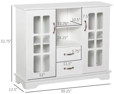 White Modern Storage: Sideboard Cabinet with Glass Door for Kitchen