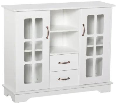 White Modern Storage: Sideboard Cabinet with Glass Door for Kitchen