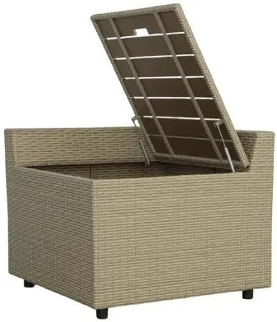 Resin Wicker Outdoor Corner Table with Storage - 35" - Brown