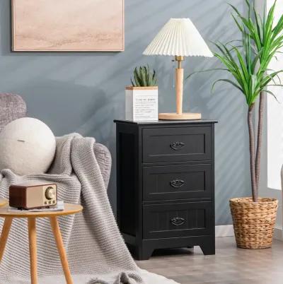 3-Drawer End Storage Wood Side Nightstand