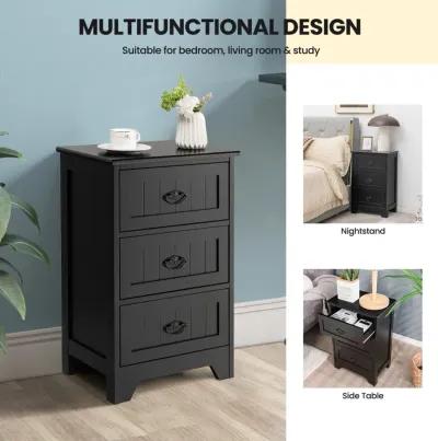 3-Drawer End Storage Wood Side Nightstand