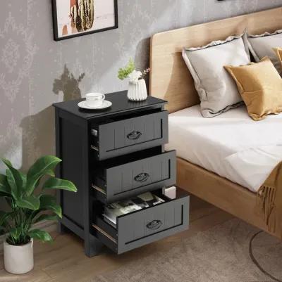 3-Drawer End Storage Wood Side Nightstand