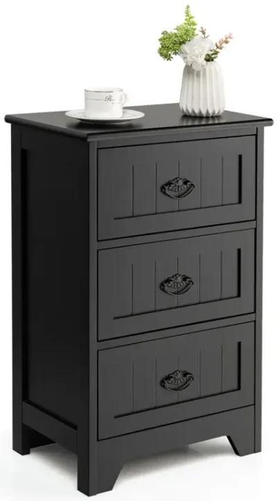 3-Drawer End Storage Wood Side Nightstand