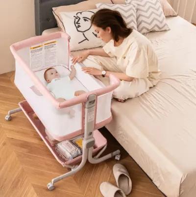 Baby Bassinet Bedside Sleeper with 6-Level Adjustable Height