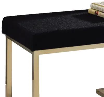 Astonishing Ottoman, Black Fabric & Gold-Benzara