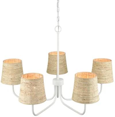 Abaca 34" Wide 5-Light Chandelier in White