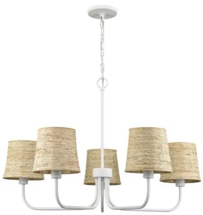 Abaca 34" Wide 5-Light Chandelier in White