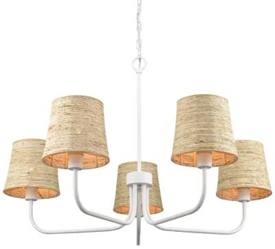 Abaca 34" Wide 5-Light Chandelier in White