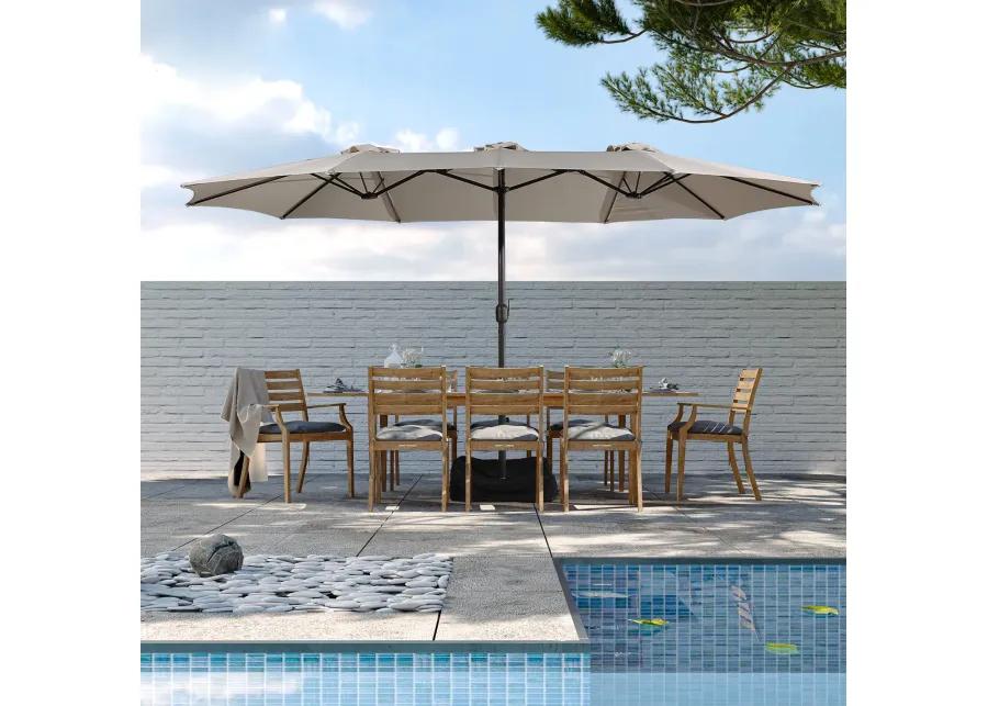 MONDAWE 15ft Rectangular Double-Sided Outdoor Patio Market Umbrella Coffee