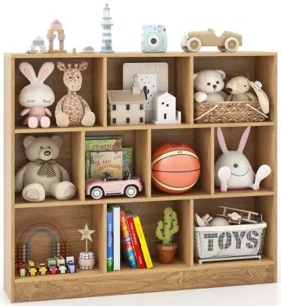 Wooden Toy Storage Organizer with 10 Cubes for Kids