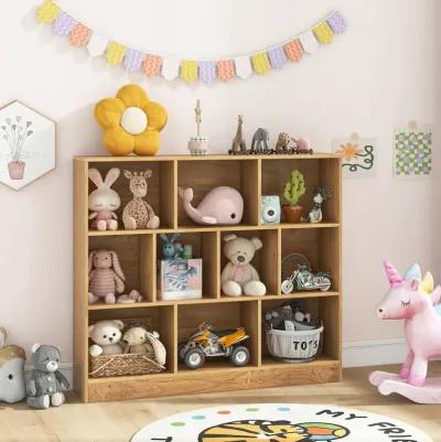 Wooden Toy Storage Organizer with 10 Cubes for Kids