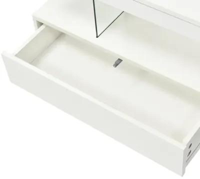 Modern White LED Coffee Table with Storage, 2 Drawers, and Shelves