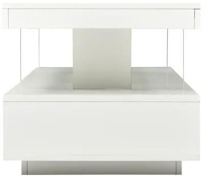 Modern White LED Coffee Table with Storage, 2 Drawers, and Shelves