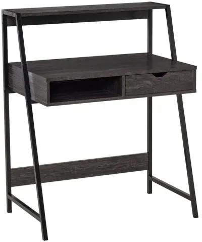 Gray Compact Workspace: Small Space Writing Desk with Storage