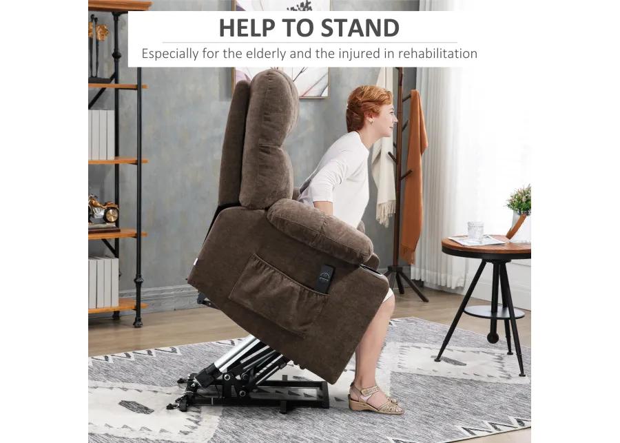 Coffee Color Recliner Lift Chair: Footrest, Luxurious