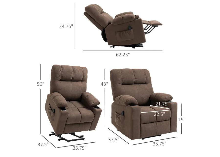 Coffee Color Recliner Lift Chair: Footrest, Luxurious