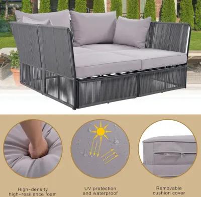 Merax  Outdoor Sunbed and Coffee Table Set Patio  Lounger Loveseat Daybed