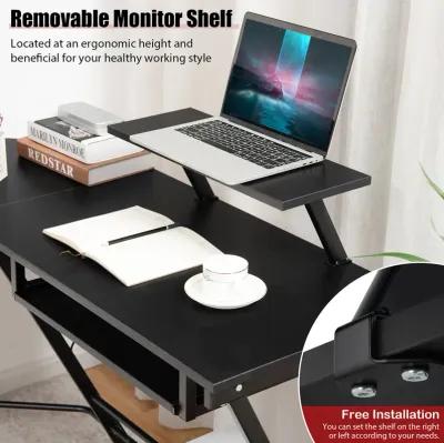 Costway L Shaped Computer Desk Home Office Workstation w/ Movable Monitor Stand Black