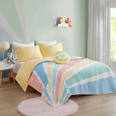 Gracie Mills Arianell Vibrant Rainbow Sunburst Reversible Cotton Comforter Set