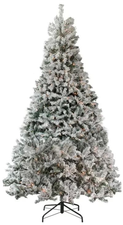 6.5' Pre-Lit Flocked Pine Medium Artificial Christmas Tree - Clear Lights