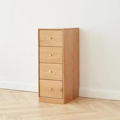 Oak Bedside Storage Cabinet - Free-Standing, Four Drawers