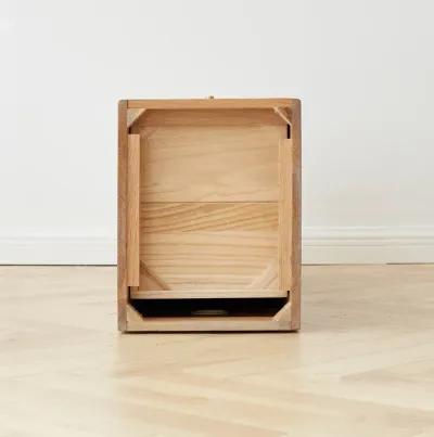 Oak Bedside Storage Cabinet - Free-Standing, Four Drawers